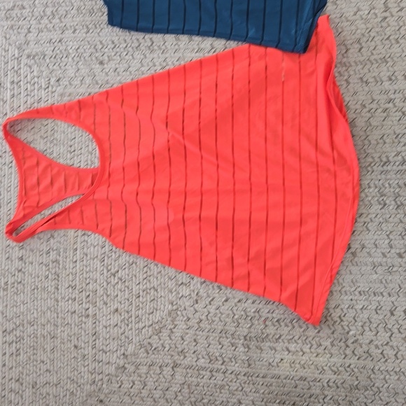 Zyia Havana XL Striped Racerback Tank Tops - Coral and Navy - Picture 2 of 5